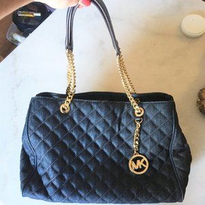 Michael Kors Susannah large tote dark denim navy purse shoulder bag chain strap